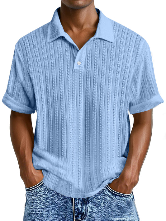 Men's Simple Casual Texture Loose Short-sleeved Polo Shirt