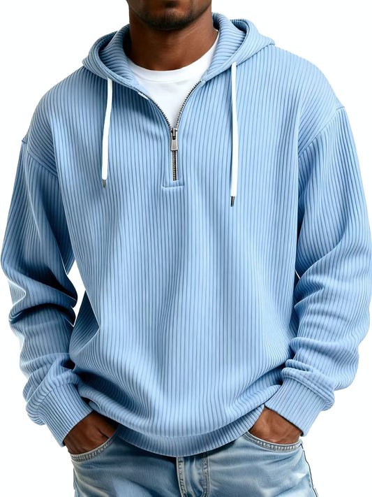 Men's Clothing Fashionable Casual Pit Strip Fabric Zipper Pockets Long-sleeved Sweatshirt