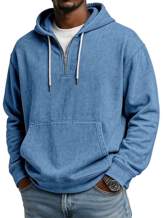 Men's Retro Casual Zipper Hooded Long Sleeve Sweat