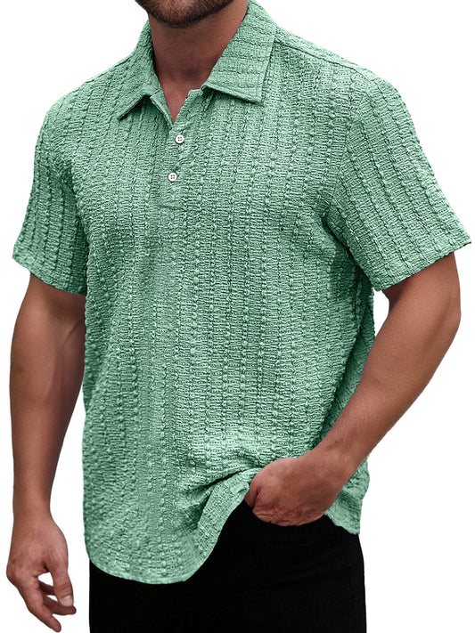 Men's Daily Lapel Casual Texture Comfortable Short-sleeved Polo Shirt