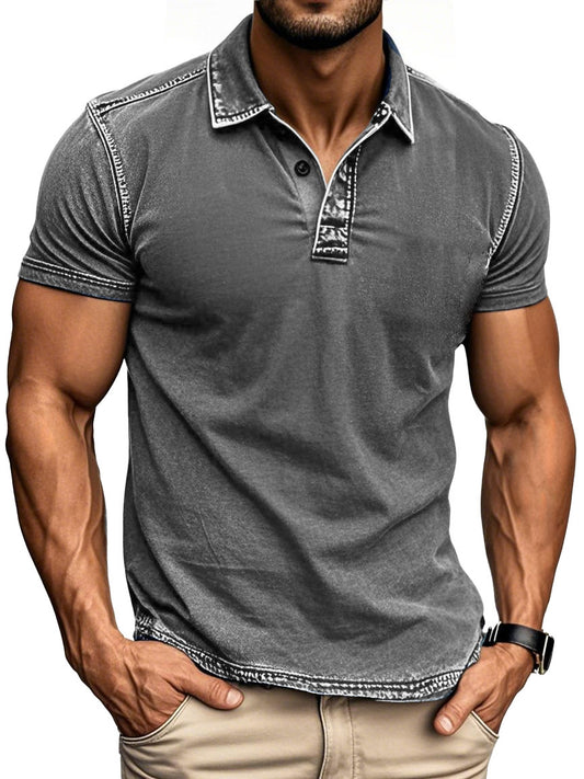 Men's Fashion Retro Distressed Lapel Polo Shirt