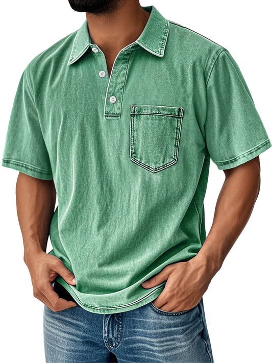 Men's Retro Everyday Lapel Pocket Casual Short Sleeve POLO Shirt