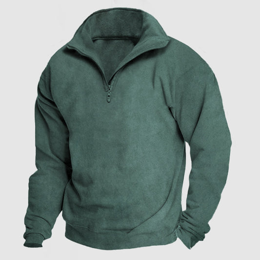 Men's Casual Loose Zipper Suede Pullover Hoodie