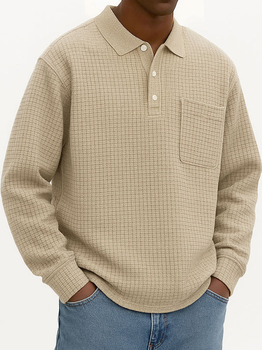 Men's Fashionable Casual Corn-patterned Corduroy Lapel Pocket Polo Shirt