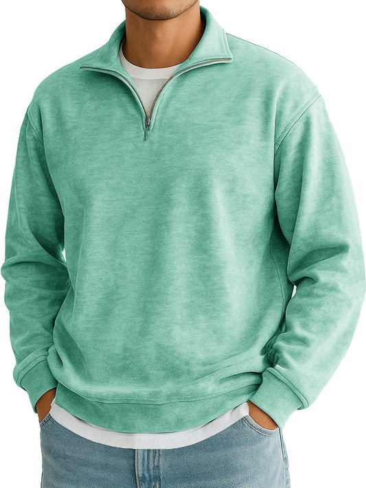 Men's Stylish Casual Everyday Cotton Long-sleeved Half-zip Sweatshirt