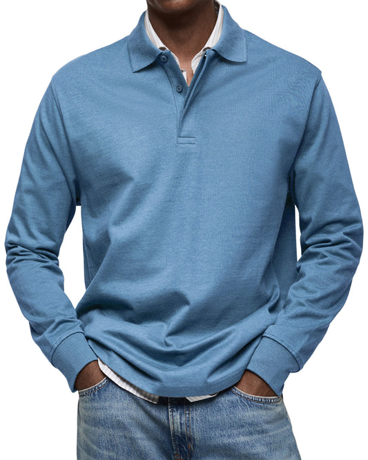 CLEARANCE🔥Men's Everyday Comfort Lapel Button Casual Long Sleeve POLO Shirt
