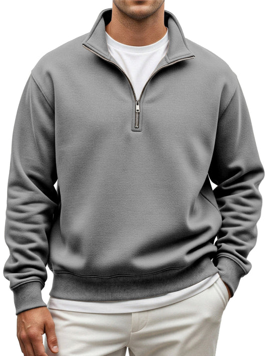 Men's Everyday Loose And Comfortable Quarter-zip Long-sleeved Sweatshirt