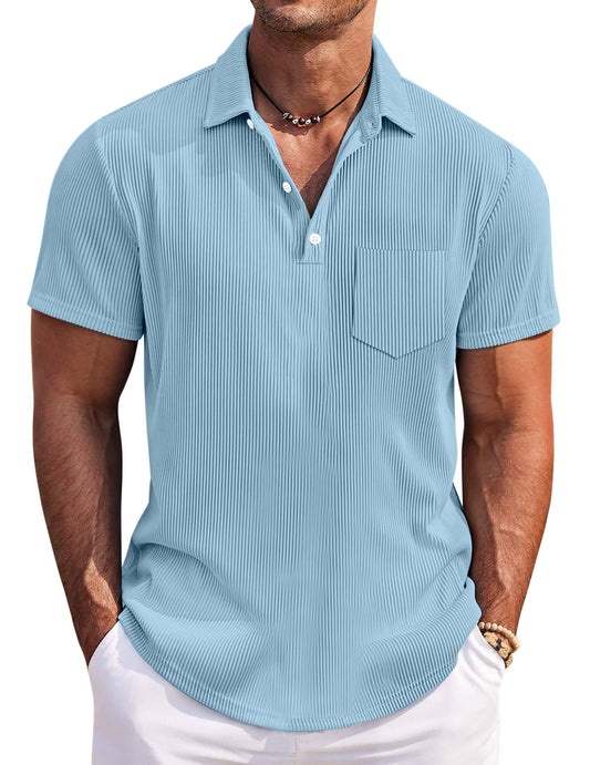 Men's Casual Simple Solid Color Pit Short Sleeve Lapel Polo Shirt