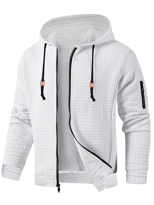 Men's Full Zip Waffle Sweatshirt Casual Jacket Hoodie