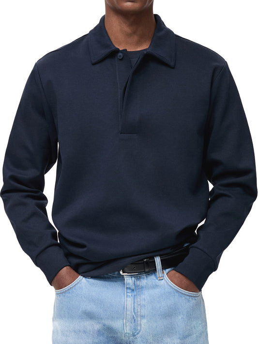 Men's Comfortable Everyday Lapel Button-down Casual Long-sleeved Polo Shirt