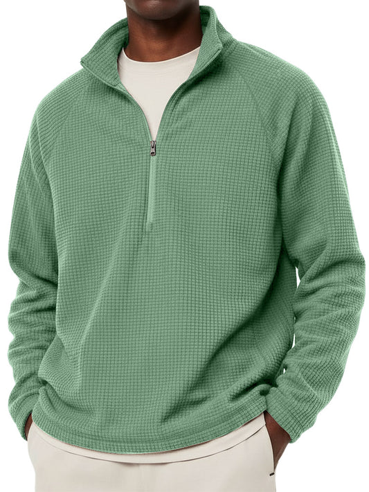 Men's Casual Solid Corduroy Stand Collar Zipper Sweatshirt