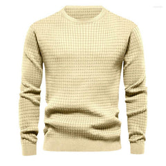 Men's Waffle Long Sleeve Casual Knitted Tops For Men