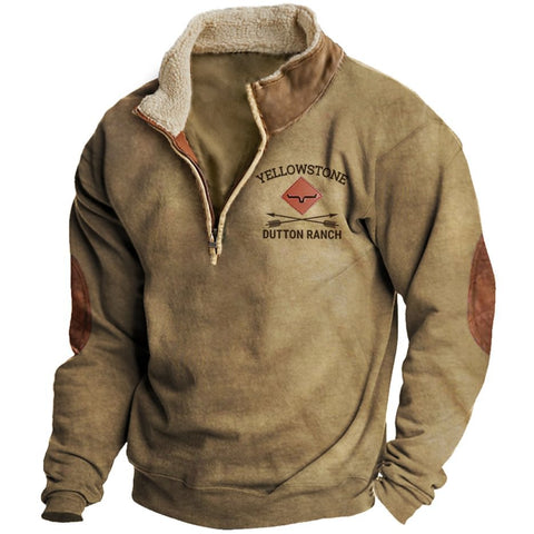 Cowboy Aztec Men's Lapel Sweatshirt