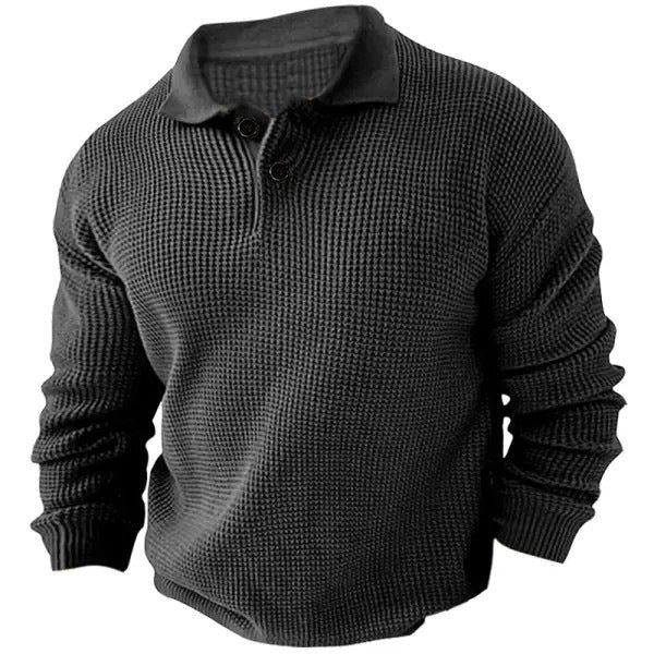 Men's Waffle Fall Long-sleeved Sweatshirt