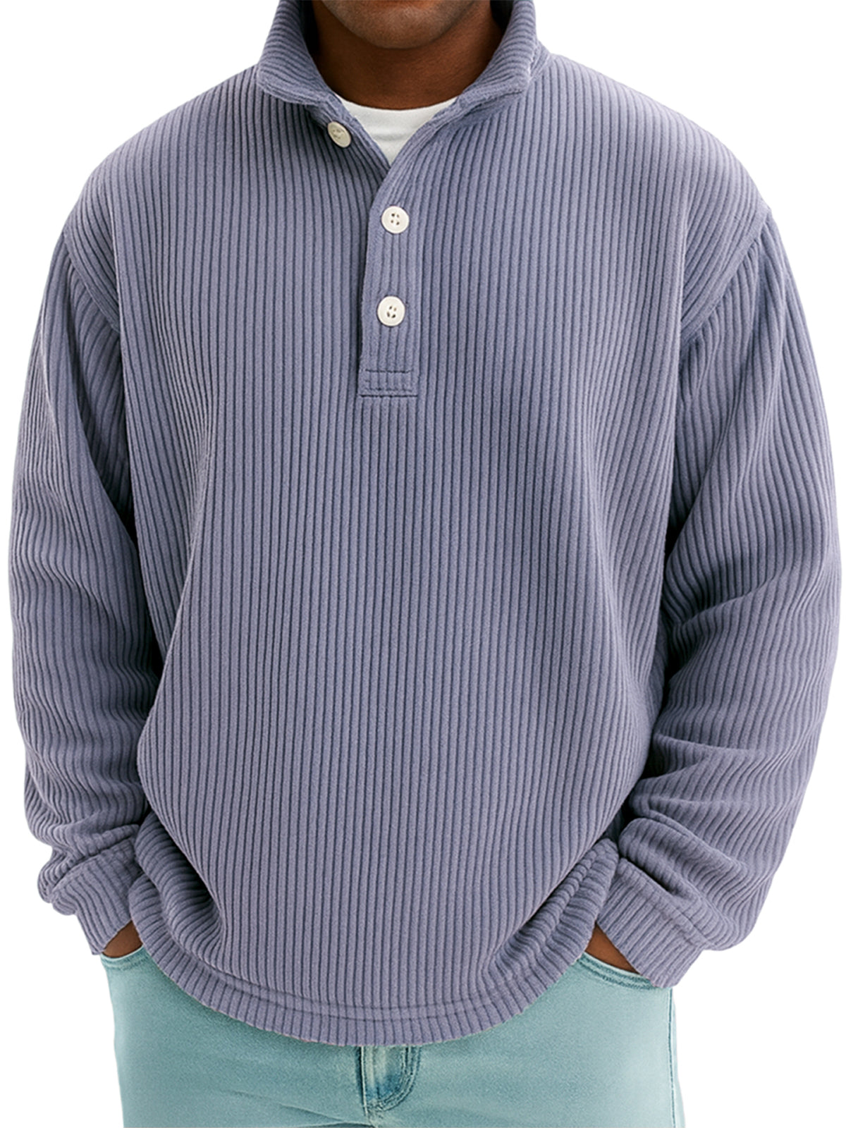 Men's Stylish Corduroy Stand-up Collar Polo Shirt