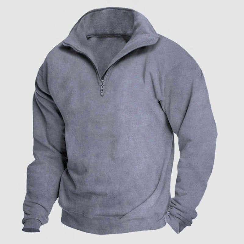 Men's Casual Loose Zipper Suede Pullover Hoodie
