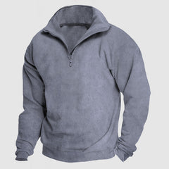 Men's Casual Loose Zipper Suede Pullover Hoodie