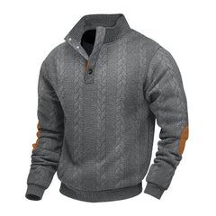 Men's Casual Stand Collar Cashmere Button Long Sleeve Sweatshirt