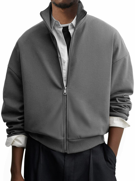 Men's Casual Everyday Stand Collar Zip-up Jacket