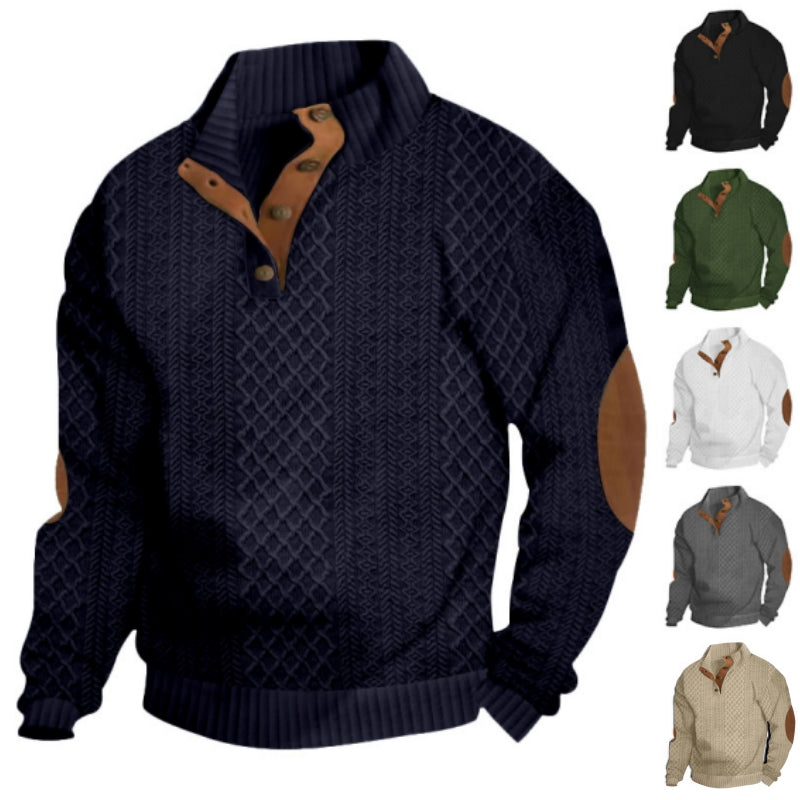Men's Comfy Outdoor Casual Stand Button Long Sleeve Sweater
