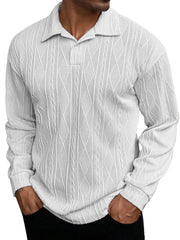 Men's Daily Simple Solid Color Texture Long-sleeved Lapel Polo Shirt