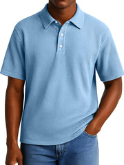Men's Daily Casual Pitted Short-sleeved Lapel Polo Shirt