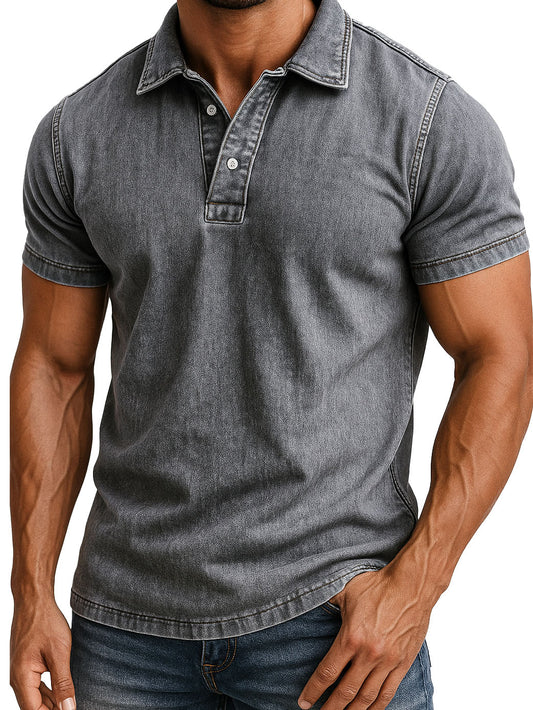 Men's Fashion Outdoor Retro Distressed Short-sleeved Polo Shirt 
