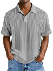Men's Simple Casual Texture Loose Short-sleeved Polo Shirt