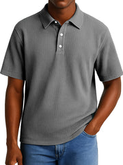 Men's Daily Casual Pitted Short-sleeved Lapel Polo Shirt