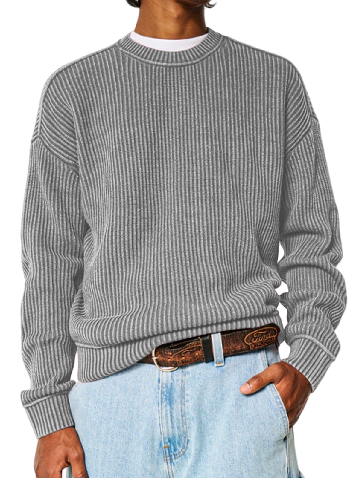 Men's Solid Color Crew Neck Sweater
