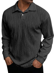 Men's Daily Simple Solid Color Texture Long-sleeved Lapel Polo Shirt