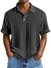 Men's Simple Casual Texture Loose Short-sleeved Polo Shirt