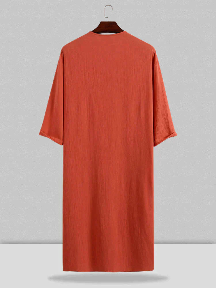 Long Cotton Linen Style Slit Shirt