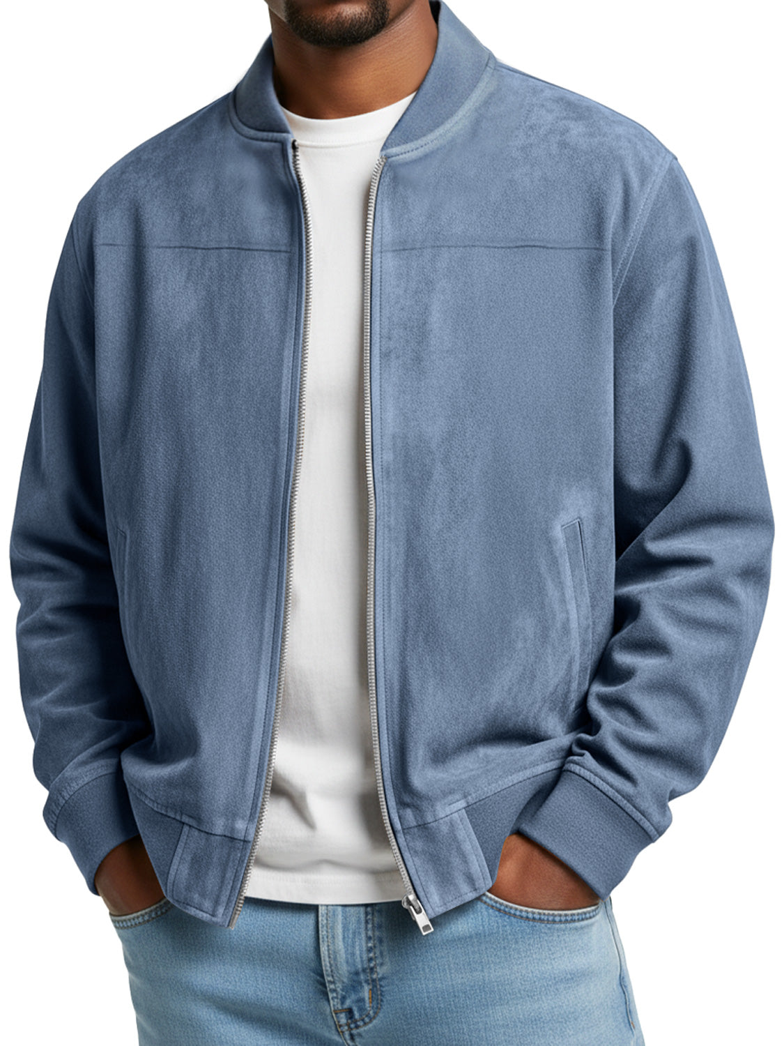 Men's Simple Suede Casual Zipper Jacket