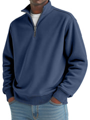 Men's solid color loose quarter collar zipper sweatshirt