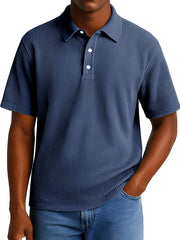 Men's Daily Casual Pitted Short-sleeved Lapel Polo Shirt
