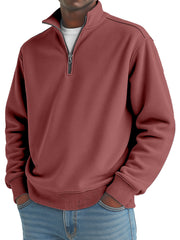 Men's solid color loose quarter collar zipper sweatshirt