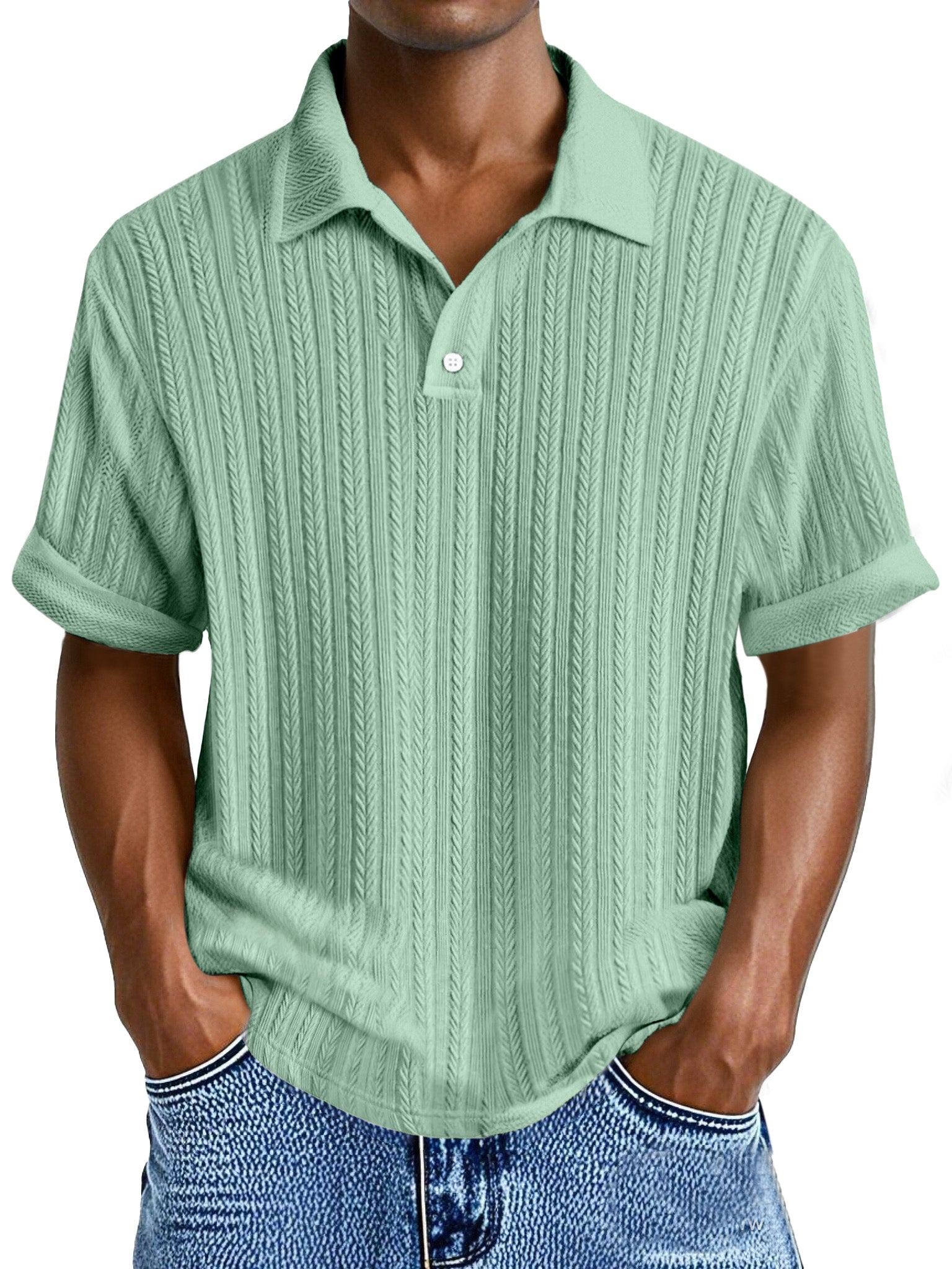 Men's Simple Casual Texture Loose Short-sleeved Polo Shirt