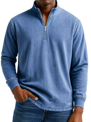 Men's Stylish Casual Vintage Distressed Half-zip Sweatshirt