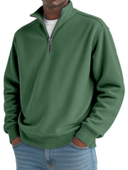 Men's solid color loose quarter collar zipper sweatshirt