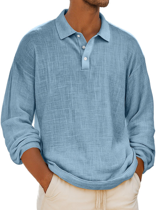 Men's Retro Everyday Lapel Button-down Casual Comfortable Long-sleeved Polo Shirt