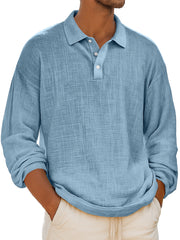 Men's Retro Everyday Lapel Button-down Casual Comfortable Long-sleeved Polo Shirt
