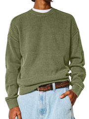 Men's Solid Color Crew Neck Sweater
