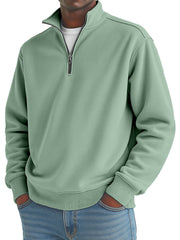 Men's solid color loose quarter collar zipper sweatshirt