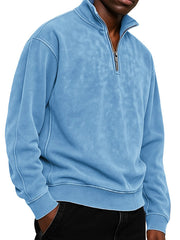 Men's Clothing Fashionable Casual Daily Stand-neck Suede Fabric Long-sleeved Zipper Hoodie