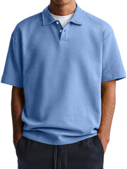 Men's Waffle Casual Lapel Button Down Short Sleeve POLO Shirt