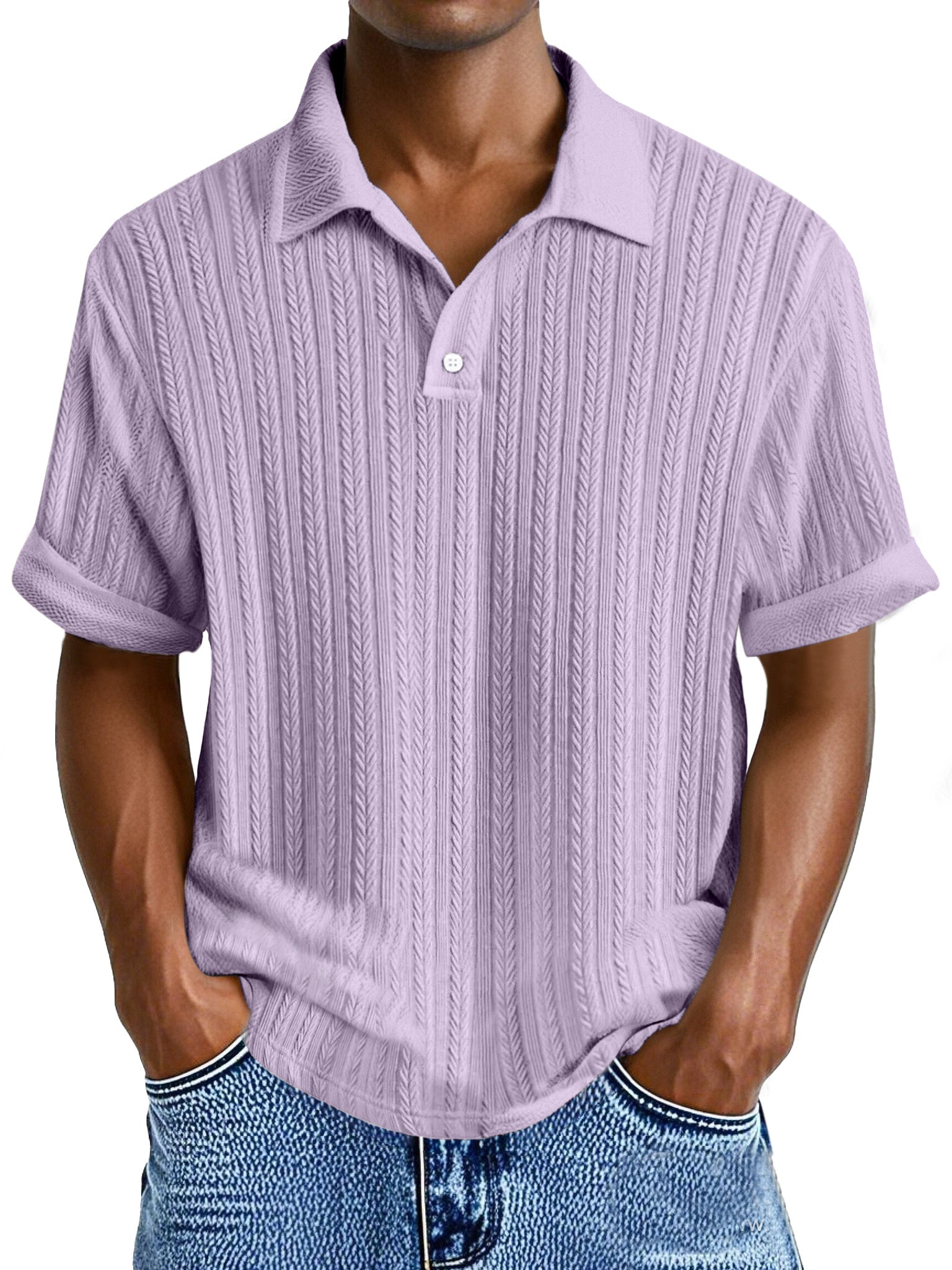 Men's Simple Casual Texture Loose Short-sleeved Polo Shirt