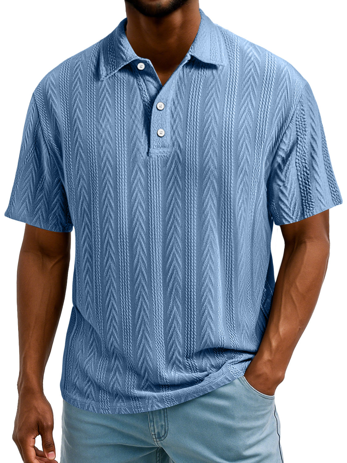 Men's Daily Simple Texture Lapel Button Casual Short-sleeved Polo Shirt