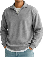 Men's Stylish Casual Everyday Cotton Long-sleeved Half-zip Sweatshirt 