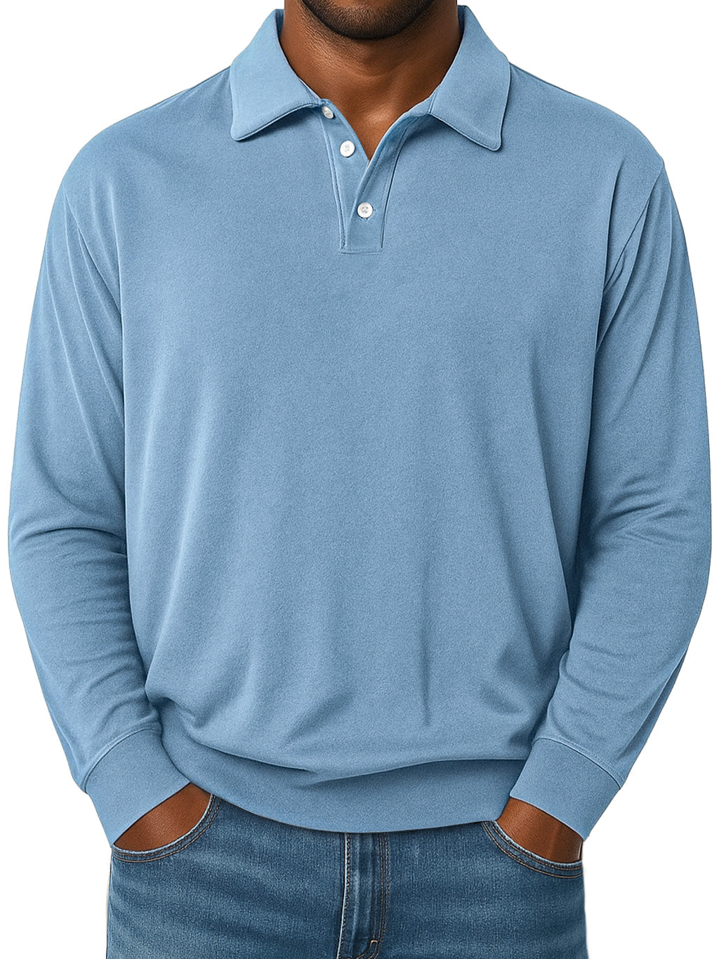 Men's Daily Lapel Button-down Comfortable Loose Casual Long-sleeved Polo Shirt